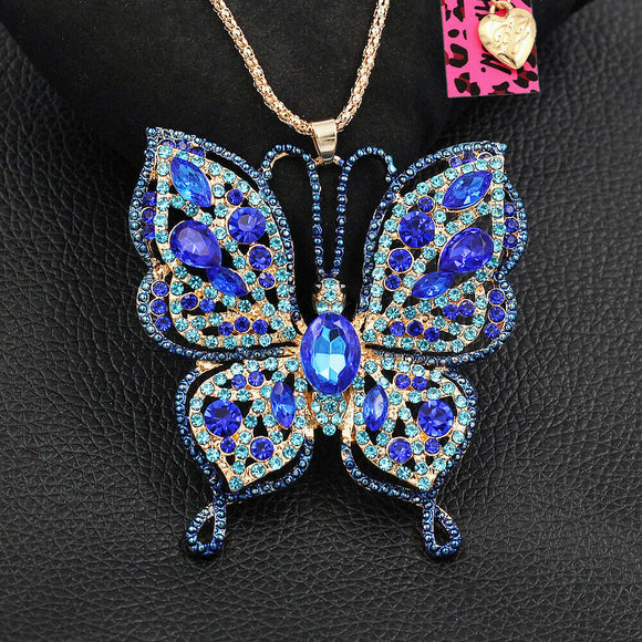 Rhinestone Cuban Color Butterfly Necklace Hip Hop Character - Temu